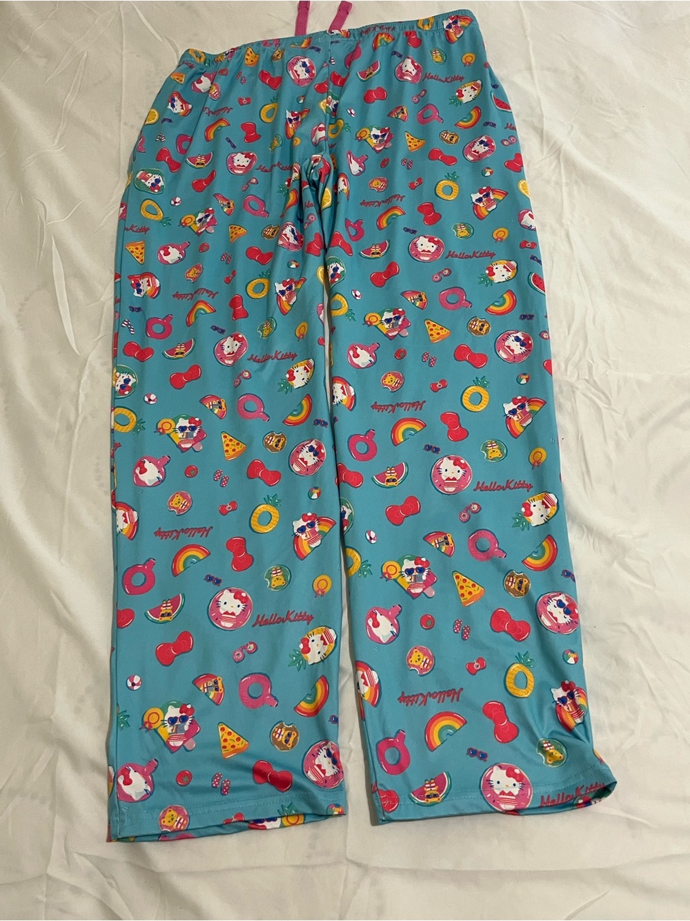 Hello Kitty Teal Lounge Pants with Pink & Yellow Accents Women’s Size XL - Picture 4 of 4